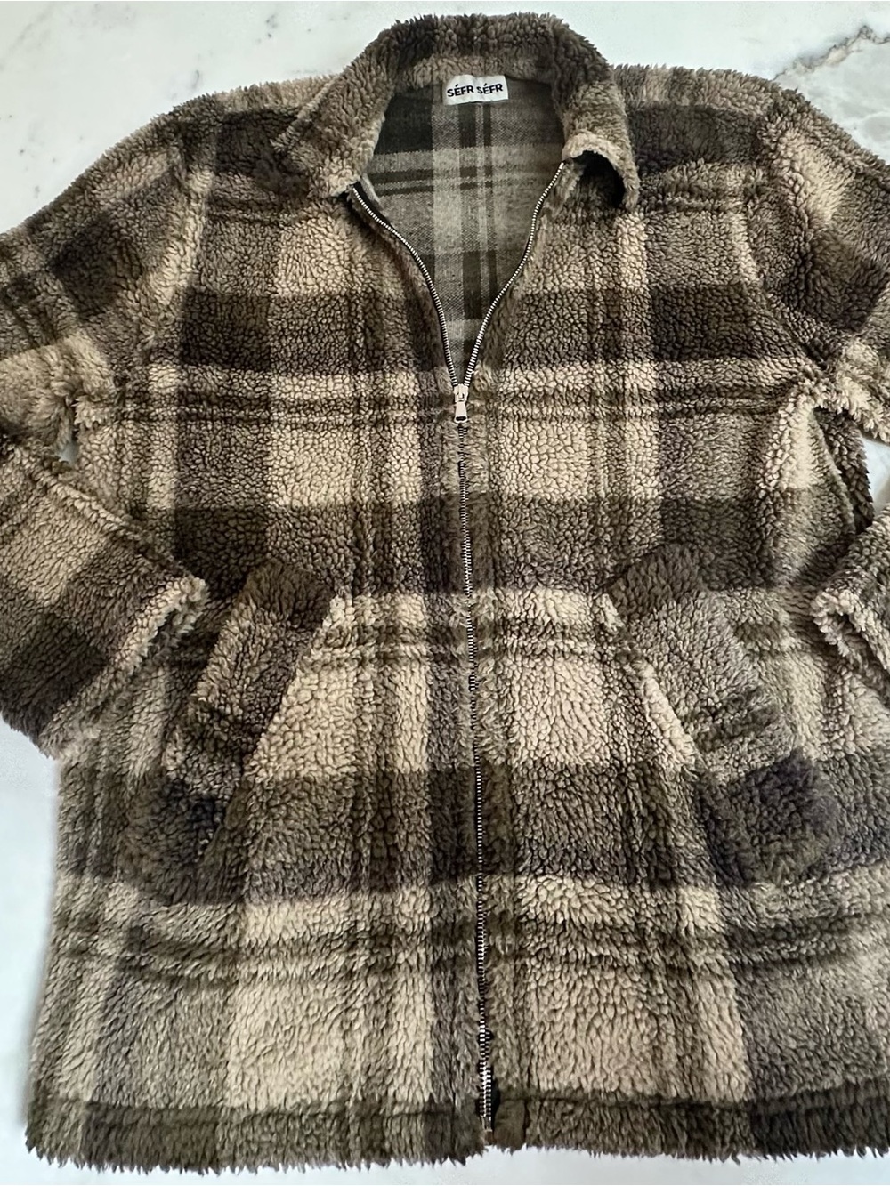 SEFR Zip-Front Plaid Jacket - Made in Europe